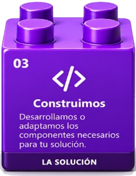 Bloque LEGO violeta de la etapa Construimos