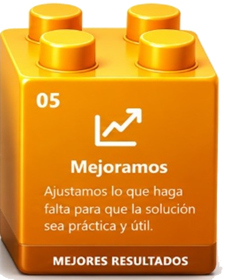 Bloque LEGO naranja de la etapa Mejoramos